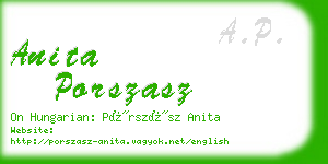 anita porszasz business card